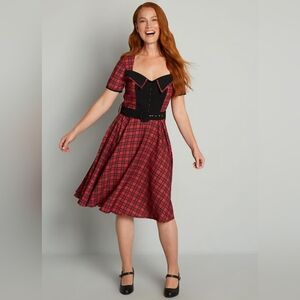 NWT Timeless London Red Plaid Swing Dress - 16 US (3X UK)